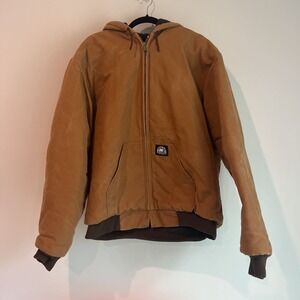 Polar King by Key Men's Insulated Brown Duck Canvas Hooded Work Jacket XLT